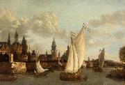 Jacobus Vrel Capriccio View of Haarlem oil painting reproduction